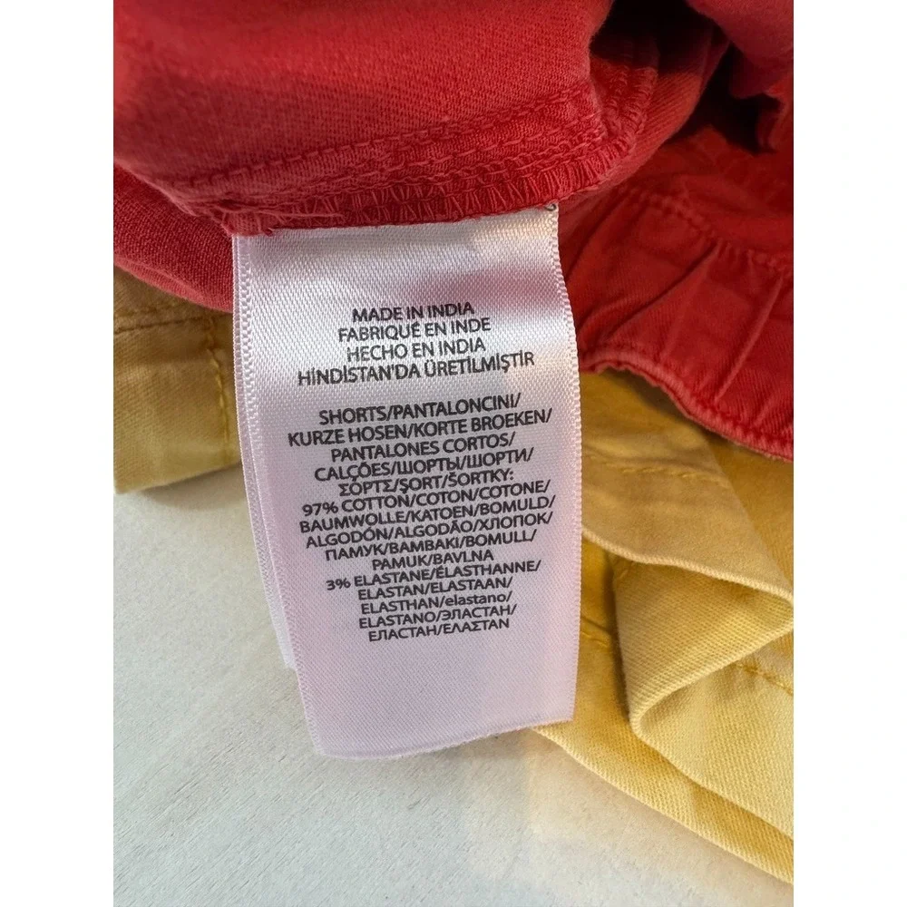 2 Polo Ralph Lauren Boys Chino Shorts Size 10 Yellow Red Solid Zip Flat Front